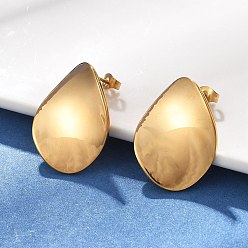 Золотой 304 из нержавеющей стали серьги, овальные, золотые, 28x21 мм