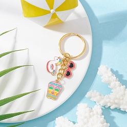 Коричневый Брелки из сплава эмали, с железными разрезными брелоками, морская тема, золотые, кофе, 70 мм, Кулон : 9~19x13.5~17x1 мм