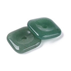 Зеленый Авантюрин Естественный зеленый авантюрин подвески, закругленные квадратные подвески в виде безопасных монет, 29.5~30x29.5~30x7~7.5 мм, отверстие : 5~5.3 мм