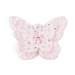 Лавандовый румянец 3d непрозрачные акриловые подвески с принтом, бабочка, лавандовый румянец, 33.5x44.5x4.5 мм, отверстие : 2 мм