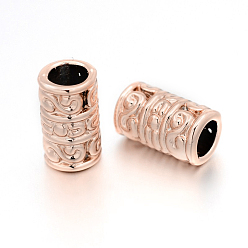 Rose Gold Alloy Beads, Long-Lasting Plated, Cadmium Free & Nickel Free & Lead Free, Column, Rose Gold, 13.5x8mm, Hole: 5mm