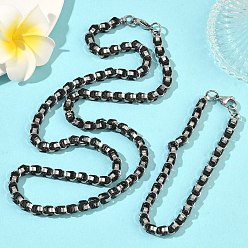 Нержавеющая Сталь Цвет 201 Колье и браслеты из нержавеющей стали с цепочками в форме коробки, цвет нержавеющей стали, 605 мм