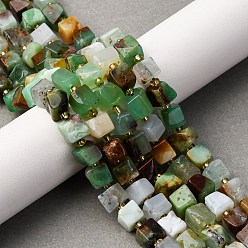 Змеевик Природные серпантину нитей бисера, кубические, с бисером, 6.5~9x6.5~9x6~8 мм, отверстие : 1 мм, около 43 шт / нитка, 15.63''~15.87'' (39.7~40.3 см)