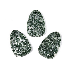 Green Spot Jasper Natural Green Spot Jasper Pendants, Teardrop Charms, Faceted, 32~33x20~21x3.5~4mm, Hole: 1.6~1.8mm