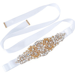 Blanc Ceinture de mariée de mariage pour robe de mariée, avec strass cristal, blanc, 105.31 pouce (267.5 cm) de long