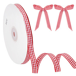 Красный Полиэфирные ленты, шотландка, аксессуары для одежды, красные, 3/8 дюйм (10 мм), около 50.00 ярдов (45.72 м) / рулон