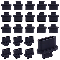 Черный 50шт. пылезащитные заглушки для мобильных телефонов из ТПУ, овальные, чёрные, 9x9.5x4 мм