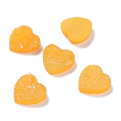 Gold Natural Druzy Agate Cabochons, Dyed, Heart, Gold, 9~10x10x3mm
