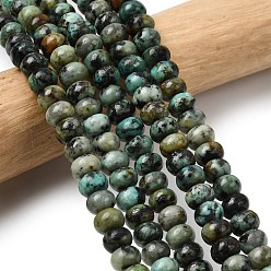 Африканский Бирюза(яшма) Бусы натуральная африканская бирюза (яшма), рондель, 6.5~7x4~4.5 мм, отверстие : 0.8 мм, около 89 шт / нитка, 15.35'' (39 см)