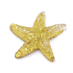 Желтый Кабошоны из смолы, с блеском порошок, морская звезда / морские звезды, желтые, 15~17x16~18x4~5.5 мм
