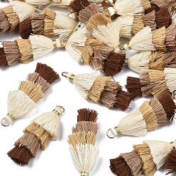 Chameau Polycoton (polyester coton) pompon en couches grandes décorations pendantes, avec les accessoires en fer, or, chameau, 48~55x12~15mm, Trou: 2.5x4.5mm
