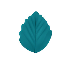 Темный Голубой Листовые пищевые экологически чистые силиконовые бусины, темные голубые, 25x20x8.5 мм