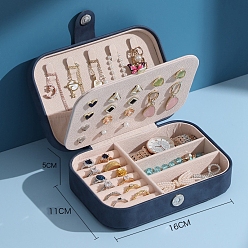 Marine Blue PU Leather Jewerly Storage Boxes, with Magnetic Clasp, Rectangle, Marine Blue, 16x11x5cm