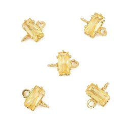 Золотистый Прямоугольные подвески-коннекторы из латуни с инкрустацией кубическим цирконием, без кадмия, без никеля и без свинца, реальный 18 k позолоченный, золотые, 8x6.5x3.5 мм, отверстие : 1.2 мм