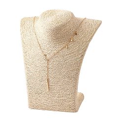 Wheat Stereoscopic Necklace Bust Displays, PU Mannequin Jewelry Displays, Covered by Rattan, Wheat, 195x115x223mm
