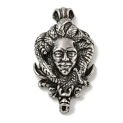 Античное Серебро 316 хирургические подвески из нержавеющей стали, медуза, античное серебро, 45x25.5x8 мм, отверстие : 5 мм