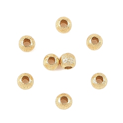 Chapado en Oro Real 18K Cuentas espaciadoras de latón Shegrace, sin cadmio y níque y plomo, rondo, textura, real 18 k chapado en oro, 3 mm, agujero: 1.2 mm