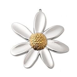 Цветок Двухцветные 304 большие подвески из нержавеющей стали, золотые и нержавеющая сталь цвет, цветок, 52x46.5x6.5 мм, отверстие : 1.4 мм