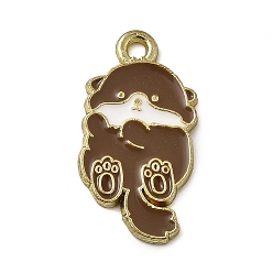 Beaver Золотили эмали сплава подвески, прелести животных, бобр, 23x12x1.5 мм, отверстие : 1.6 мм