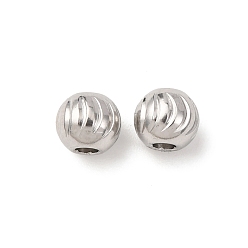 Нержавеющая Сталь Цвет Текстурированные 304 шарики из нержавеющей стали, круглые, цвет нержавеющей стали, 6x5 мм, отверстие : 2 мм