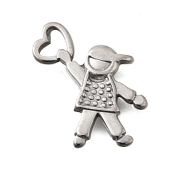 Нержавеющая Сталь Цвет 304 подвески из нержавеющей стали, очарование мальчика, анти-тускнение, цвет нержавеющей стали, 18x16.5x2 мм, отверстие : 2.5x4 мм