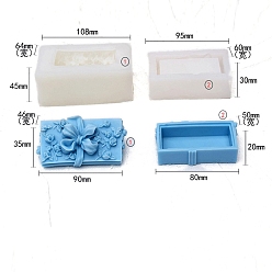 Белый DIY формы для банок из смолы с цветком розы и крышкой, чехол из смолы, силиконовые формы для хранения помадки, изготовление украшений, для уф-смолы, эпоксидная смола, белые, 108x64x45 мм