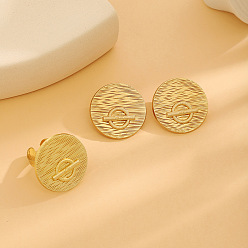 Плоский Круглый Серьги-гвоздики и кольца-манжеты из сплава, золотые, плоско-круглые, 31x31 мм