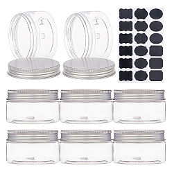 Прозрачный Пластиковые пустые косметические контейнеры, с алюминиевыми винтовыми крышками, с наклейками на доске, прозрачные, 4.3x7.05 см, Емкость: 100 мл