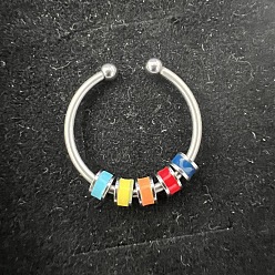 Разноцветный 304 эмалированный диск из нержавеющей стали с регулируемыми открытыми кольцами, снять беспокойство манжеты кольца, цвет нержавеющей стали, красочный, внутренний диаметр: регулируемый