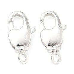 Посеребрённый Карабин-лобстеры, латунные, долговечный, без свинца и без кадмия, стойки покрытие, 925 серебро покрытием, 14x7x3 мм, отверстие : 1.8 мм
