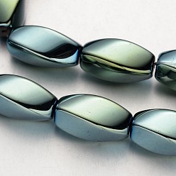 Couleur Mélangete Galvanoplastie non magnétiques hématite synthétique brins de perles, ovale torsadée, couleur mixte, 20x10mm, Trou: 1mm, Environ 20 pcs/chapelet, 15.7 pouce
