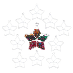 Clear 12Pcs Star Plastic Bead Storage Containers, 5 Compartments, Clear, 9.1x8.6x1.6cm, Hole: 6mm, 12pcs