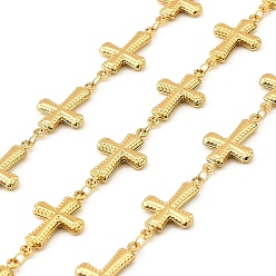 Золотой 304 стали крест ссылка цепи из нержавеющей, пайки, с катушкой, золотые, 23x13.5x3 мм