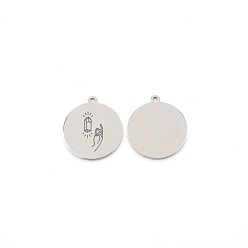 Stainless Steel Color 304 Stainless Steel Pendants, Flat Round with Diamond Pattern, Stainless Steel Color, 28x25x1.5mm, Hole: 2mm
