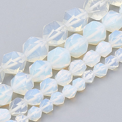 Opalite Opalite Beads Strands, Star Cut Round Beads, Faceted, 12x11~12mm, Hole: 1.2mm, about 30~32pcs/strand, 14.2~14.6 inch