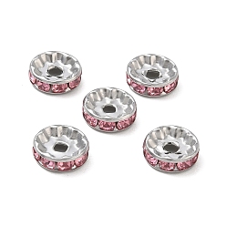 Hell Amethyst 304 Edelstahl Rhinestone-Spacer Perlen, flache Runde/Scheiben, Edelstahl Farbe, Hell Amethyst, 10x3 mm, Bohrung: 2 mm
