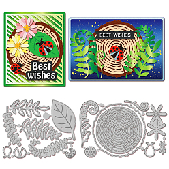 Коровка Углеродистая сталь разрезает трафареты, для diy scrapbooking, Фотоальбом, декоративная бумага для тиснения, божья коровка и кольцо дерева, 126~151x97~100x0.8 мм, 2 шт / комплект