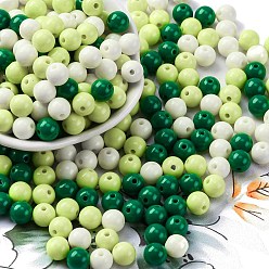 Темно-Зеленый Непрозрачные акриловые бусины, круглые, темно-зеленый, 7~7.5x7.5~7.8x7.5~7.8 мм, отверстие : 1.6 мм