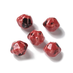Красный Фарфоровые бусины ручной работы, рондель, красные, 12~13x10.5~11 мм, отверстие : 2 мм