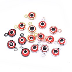 (52) Непрозрачная лаванда Подвески ручной работы сглаз, с латунной фурнитурой , плоско-круглые, красные, разноцветные, 10x6.5x3 мм, отверстие : 1.5 мм