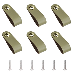 Цвет Оливы Кожаная ручка, аксессуары для шкатулки, с алюминиевыми винтами, оливковый, 143x24.5x3 мм, отверстие : 5 мм