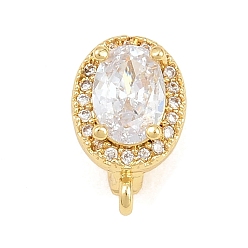 Настоящее золото 18K Латунные микропаве прозрачные кубические циркониевые усилители укороченные кулоны, навесные поручительства, с петлей, овальные амулеты, без кадмия и без свинца, стойки покрытие, долговечный, реальный 18 k позолоченный, 12.5x8x8.5 мм, отверстие : 1.2 мм