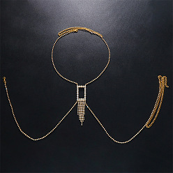 Золотой Латунные многослойные цепочки для тела со стразами для женщин, золотые, 720 мм