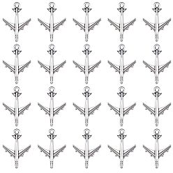 Antique Silver 100Pcs Tibetan Style Alloy Pendants, Airplane Charms, Antique Silver, 22x16x3mm, Hole: 1.6mm