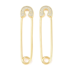 Настоящее золото 18K Латунные микро проложить кубического циркония большие кулоны, прелести скрепки, долговечный, стойки покрытие, без свинца и без кадмия, реальный 18 k позолоченный, 54x12x3 мм, отверстие : 4 мм