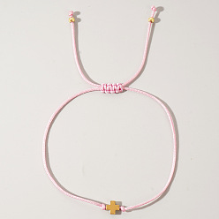 Pink Браслеты из волоконного креста, регулируемые украшения ручной работы подарок элегантный аксессуар, розовые, 11 дюйм (28 см)