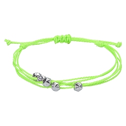 Зеленый газон Браслеты из многожильных бусин из вощеного шнура в стиле бохо, регулируемые женские браслеты из полигональных бусин, зеленый газон, периметр: 5-7/8~11 дюйм (15~28 см)