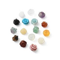 Смешанные камни Натуральный & синтетический смешанный каменный бисер, роза, смешанные окрашенные и неокрашенные, 11.5~12.5x12~12.5x8~9 мм, отверстие : 1 мм
