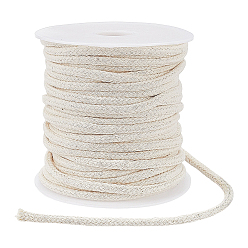 PapayaWhip 29 Yards Braided Cotton Cord, Round, with 1Pc Plastic Spool, PapayaWhip, 4mm, about 29 Yards(26.5m)