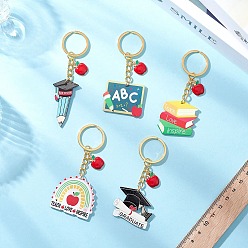 (52) Непрозрачная лаванда 5 шт 5 стили выпускной тематика смоляные подвески брелки, с брелоки железа, золотые, разноцветные, 84~94 мм, 1 шт / стиль